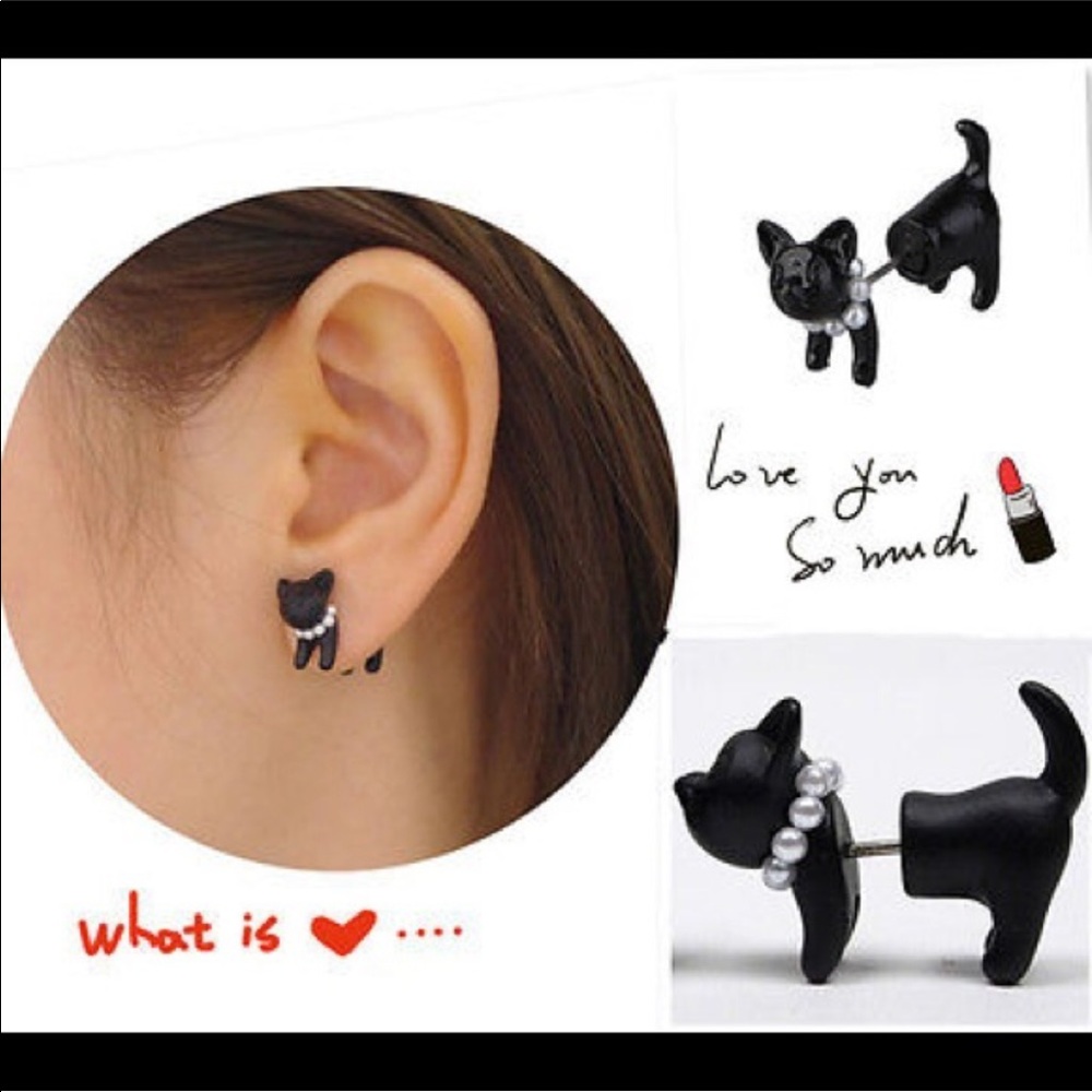 Black Cat/Pearl Earring